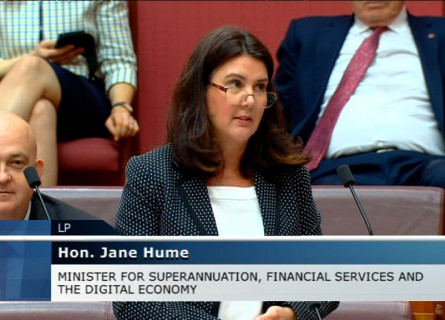 Senator Hume discussing NCI and Gadi during Question Time.