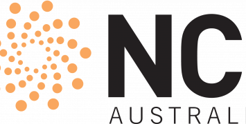 NCI Australia logo with orange swirl on the left side of the words in bold black capital letters.