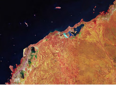 The northern coast of the Pilbara region in Western Australia, captured by the European Union’s Copernicus  Sentinel satellites and processed by the European Space Agency. (ESA, CC BY-SA 3.0 IGO). Thank you to Dr Mike Peters, Dr Michael Hope (Geoscience Australia) and Andrew  Howard (NCI) for their input into this case study.