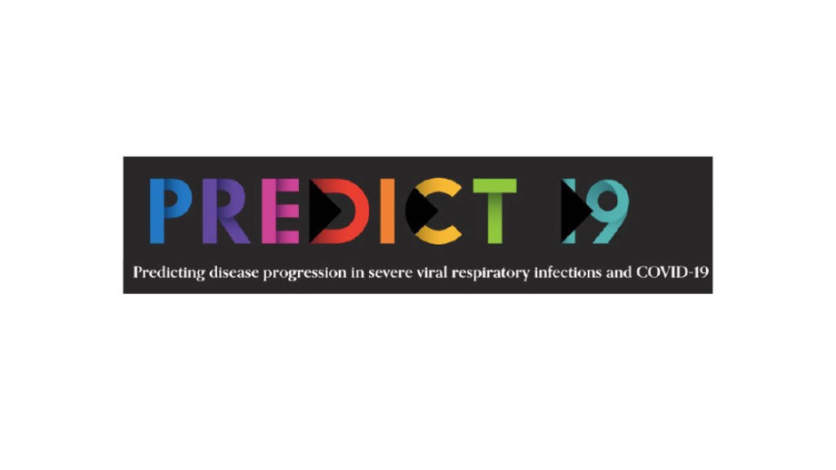 PREDICT-19 logo with different coloured letters in front of black background and slogan in white text underneath.