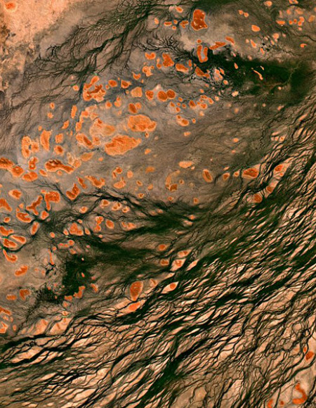 Satellite image of earth showing rocks