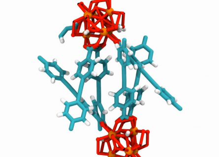 The atomic structure of a Metal Organic Framework, with interlaced atoms offering gaps, effectively creating the porous structure.