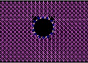 A grid of Aluminium atoms in pink surrounding a boron nitride nanotube viewed from its end.