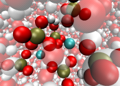 A theoretical model of a specific Calcium Phosphate cluster in water.