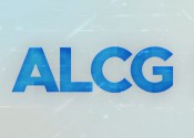 ALCG letters in blue on transparent computer background.