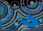 Cover of the NCI 2019-20 Annual Report. The blue and silver design reveals a portion of an Aboriginal painting with the words "Introducing Gadi - the Southern Hemisphere's Fastest Supercomputer" below it.